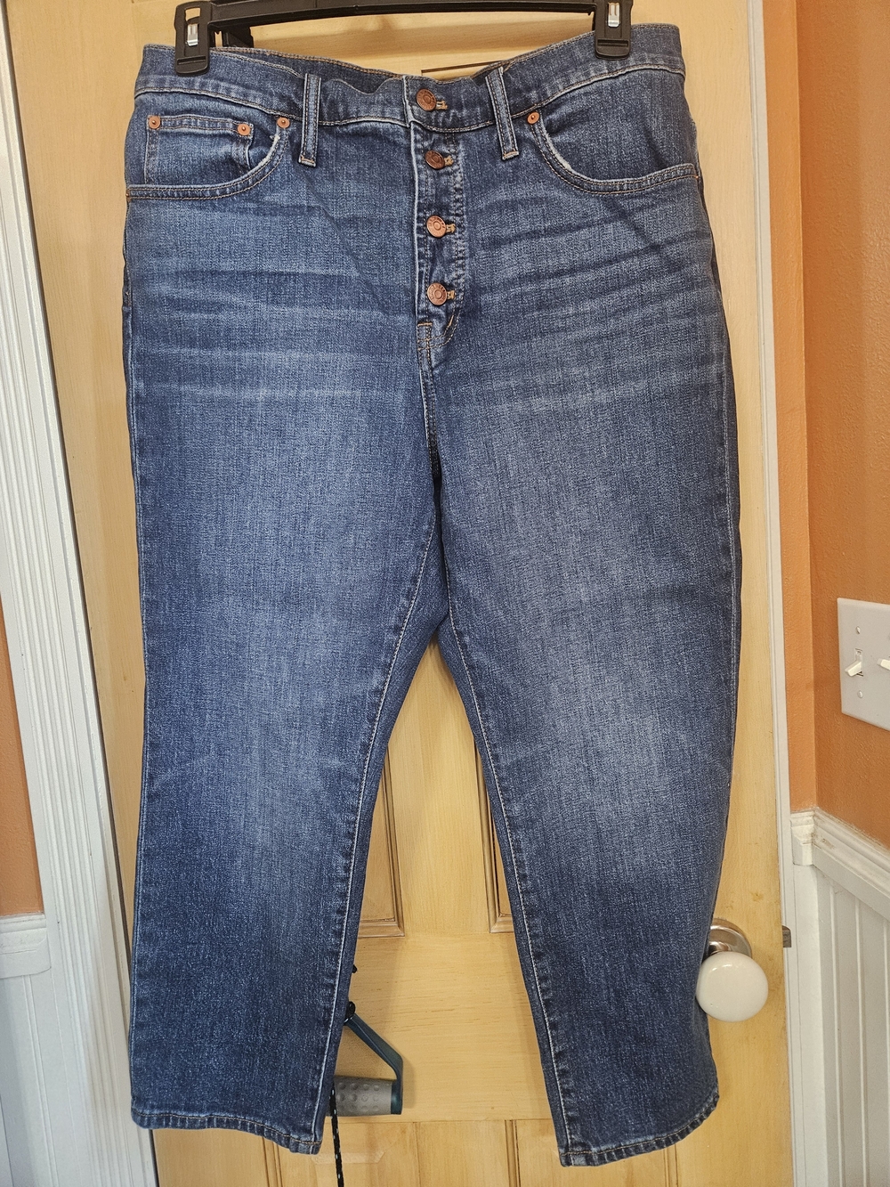 Madewell Women's Blue Button-Fly Crop Jeans